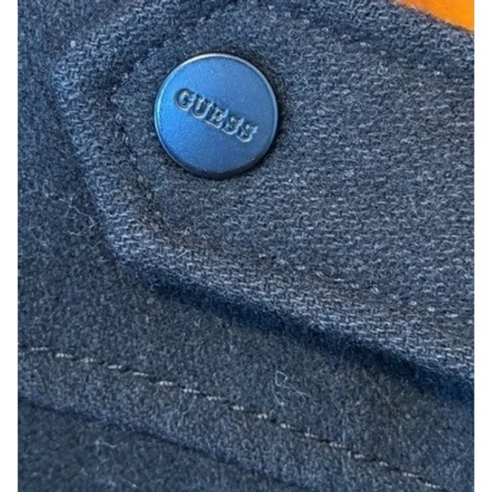 GUESS Men's Black Military Style Full Zip Wool Blend Jacket Size‎ XL Y2K
